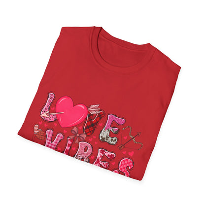Charming Love Vibes T-Shirt | Trendy Valentine's Day Hearts, Plaid & Leopard Print Tee for Women