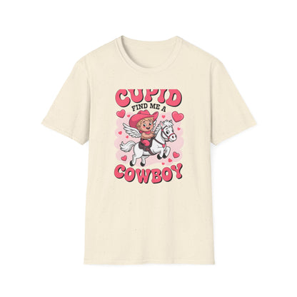 Adorable Cupid Find Me A Cowboy T-Shirt - Cute Valentine's Day Western Love Tee | Funny Rodeo Romance Shirt for Women