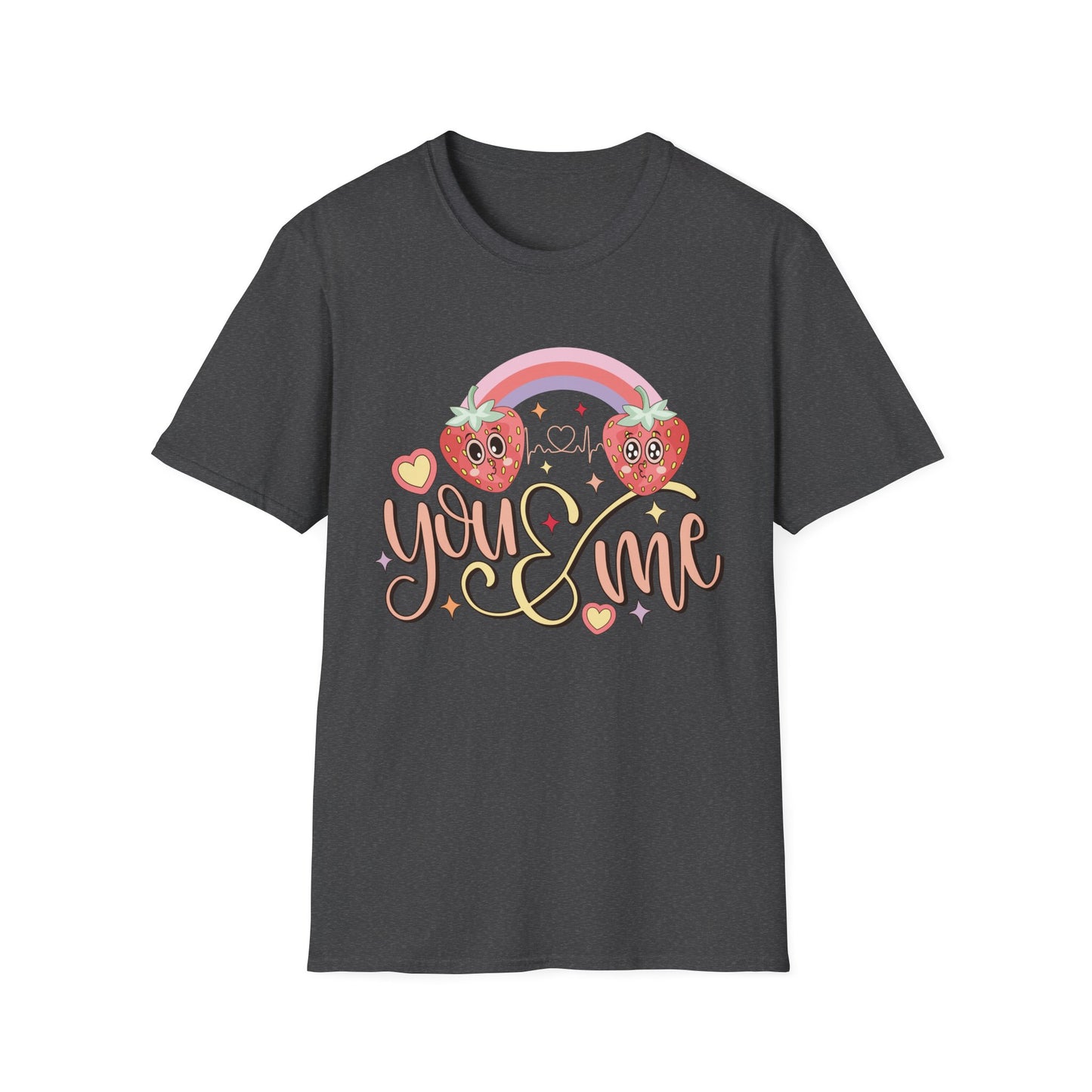 Adorable You & Me Strawberry Couple T-Shirt - Sweet Kawaii Love Design, Perfect Romantic Valentine's Day Gift