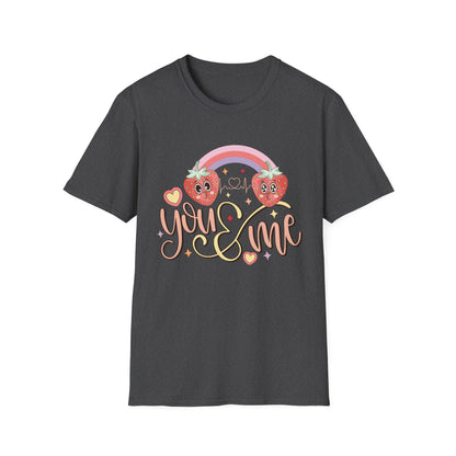 Adorable You & Me Strawberry Couple T-Shirt - Sweet Kawaii Love Design, Perfect Romantic Valentine's Day Gift