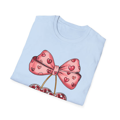 Sweet Mosaic Heart & Pink Bow T-Shirt | Adorable Valentine's Day Gift for Her | Unique Love Design