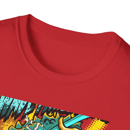 Epic 'WAVE I'M COMING' Monster T-Shirt - Hilarious Swimming Dragon & Duck Float Graphic Tee for Summer Fun & Beach Adventures
