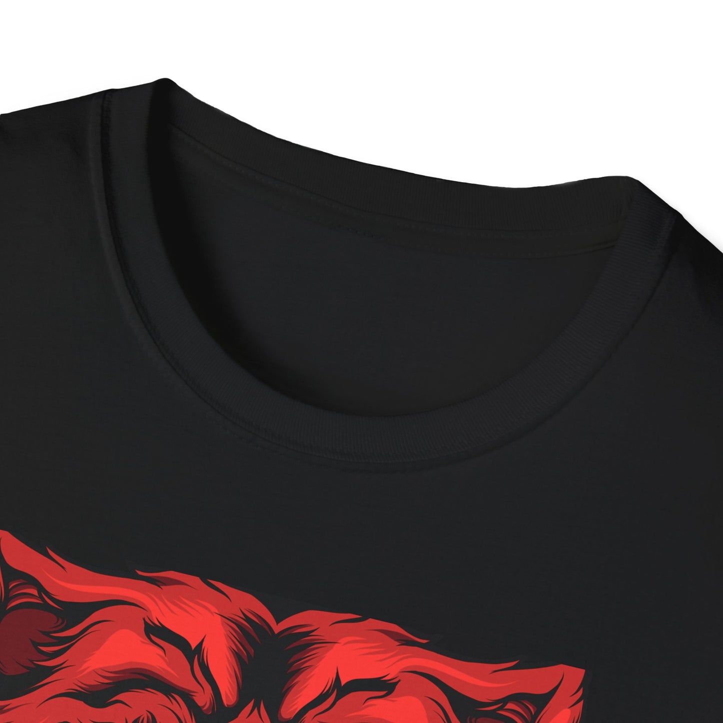 Fierce Red Snarling Beast T-Shirt: Unleash Your Inner Power - Aggressive Wolf Head Graphic Tee