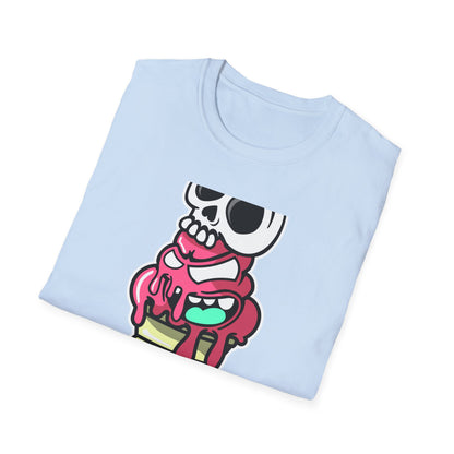 Spooky Sweet Skull Ice Cream Cone T-Shirt - Edgy Monster Dessert Tee for Goth & Punk Fans | Unique & Cool