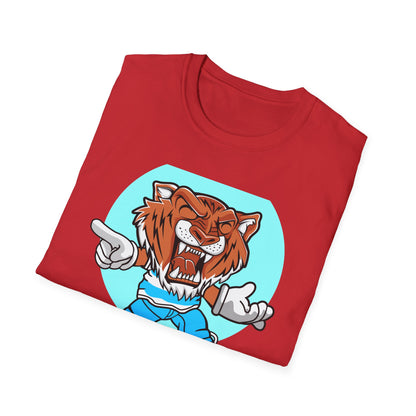 Rad Roaring Tiger Skateboard T-Shirt | Fierce Skater Mascot Graphic Tee for Extreme Style