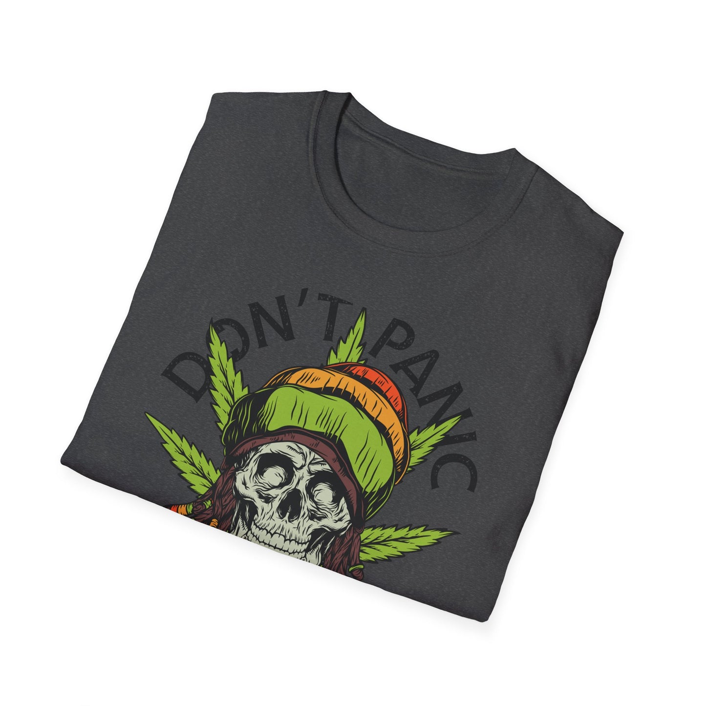 Don't Panic It's Organic Rasta Skull T-Shirt - Chill Cannabis Reggae Tee | Unique Stoner Gift for Him/Her