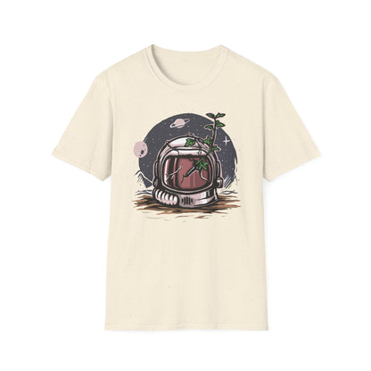 Resilient Space Bloom Astronaut Helmet T-Shirt | Unique Cosmic Growth Graphic Tee for Nature & Sci-Fi Lovers