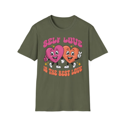 Self Love Is The Best Love T-Shirt | Groovy Cartoon Hearts Tee | Empowering Positive Vibes & Retro Style Gift for Her