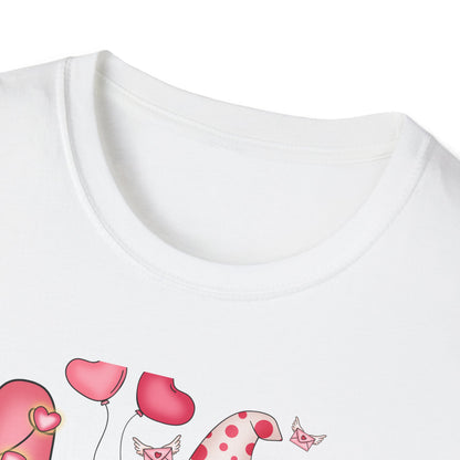 Charming Valentine's Gnome LOVE T-Shirt | Cute Hearts & Romantic Holiday Tee for Couples & Sweethearts