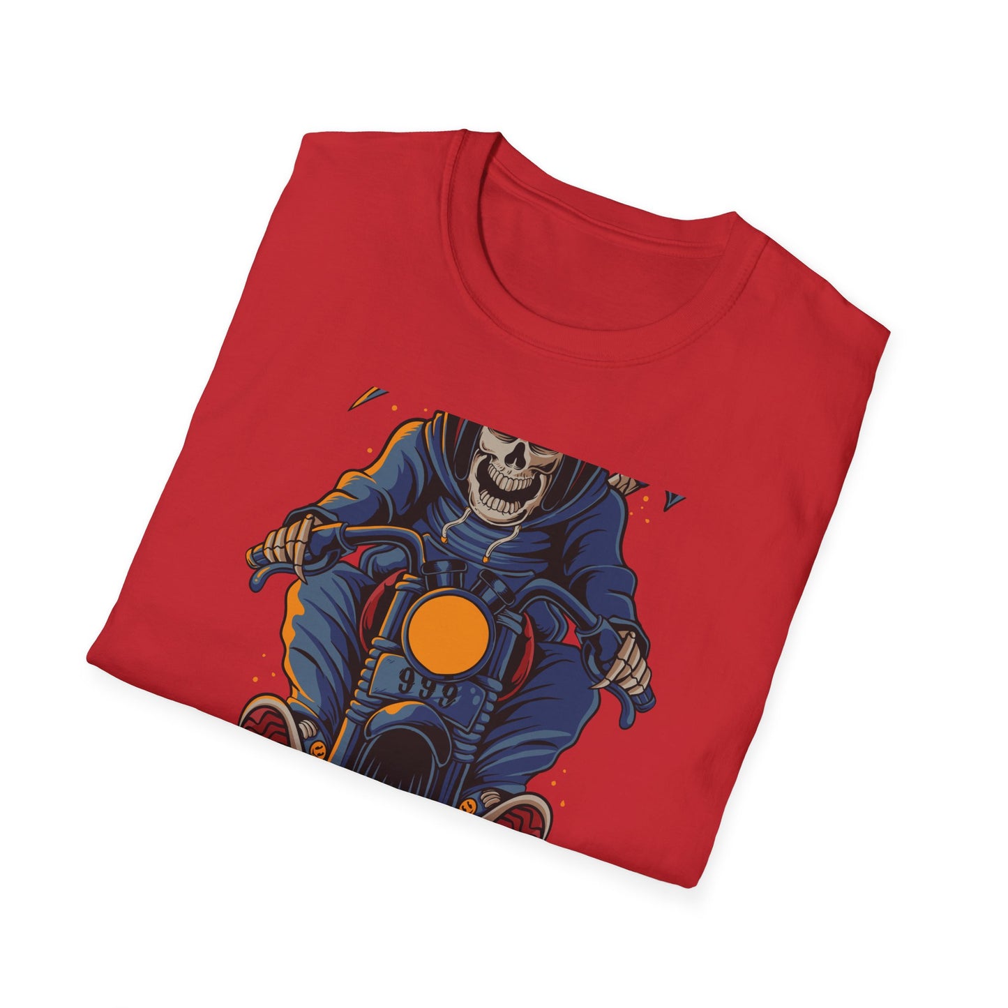 Epic Grim Reaper Biker T-Shirt | 'Death Race' Skeleton Motorcycle Graphic Tee for Bold Riders & Edgy Streetwear Fans