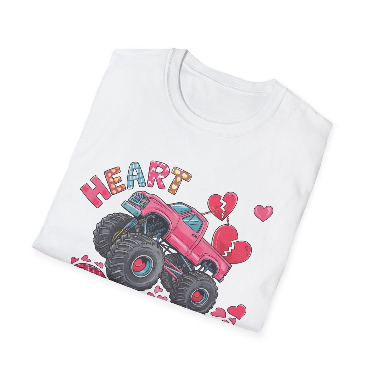 Bold Heart Crusher Monster Truck T-Shirt | Sassy Anti-Valentine's Day Tee | Funny Broken Heart Love Graphic Apparel