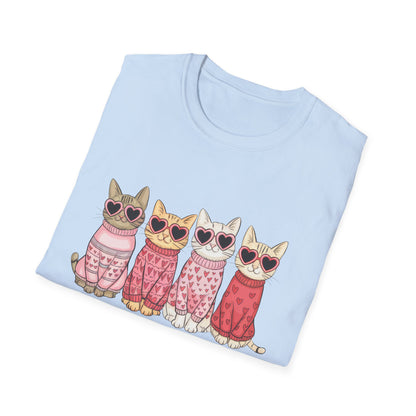 Purrfect Happy Meowwventine's T-Shirt | Adorable Cats with Heart Sunglasses | Unique Valentine's Day Gift for Cat Lovers