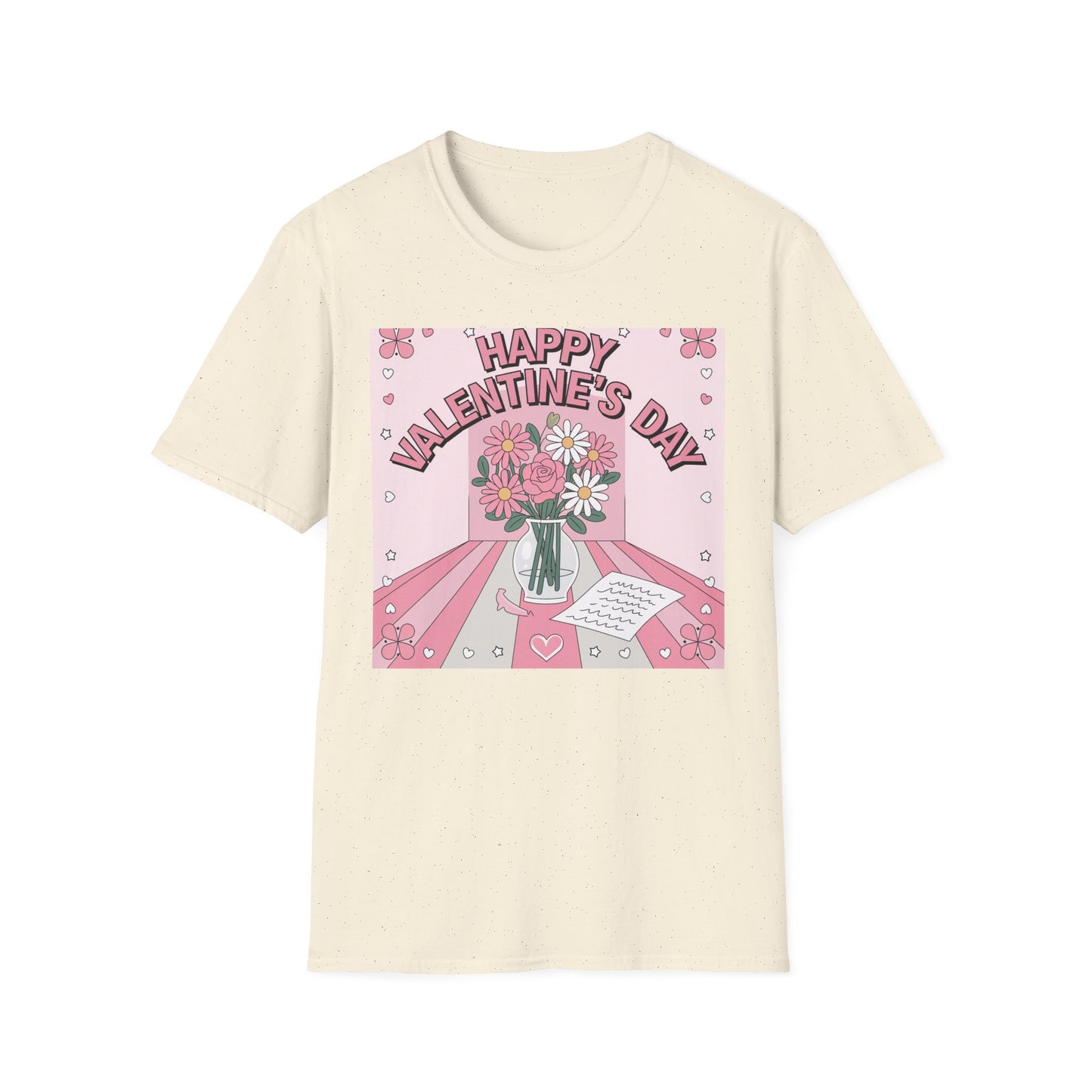 Groovy Valentine's Day Flowers T-Shirt | Charming Retro Love Bouquet Graphic Tee | Sweet Heart & Letter Gift for Her