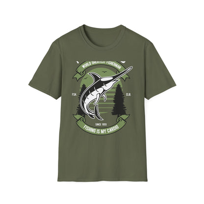 Epic World's Greatest Fisherman Marlin T-Shirt - 'Fishing Is My Cardio' Angler Tee Gift for Dad & Deep Sea Enthusiasts