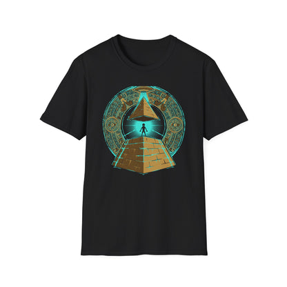 Epic Ancient Aliens T-Shirt: UFO & Pyramids with Aztec Calendar Design | Sci-Fi Mystery & Conspiracy Tee