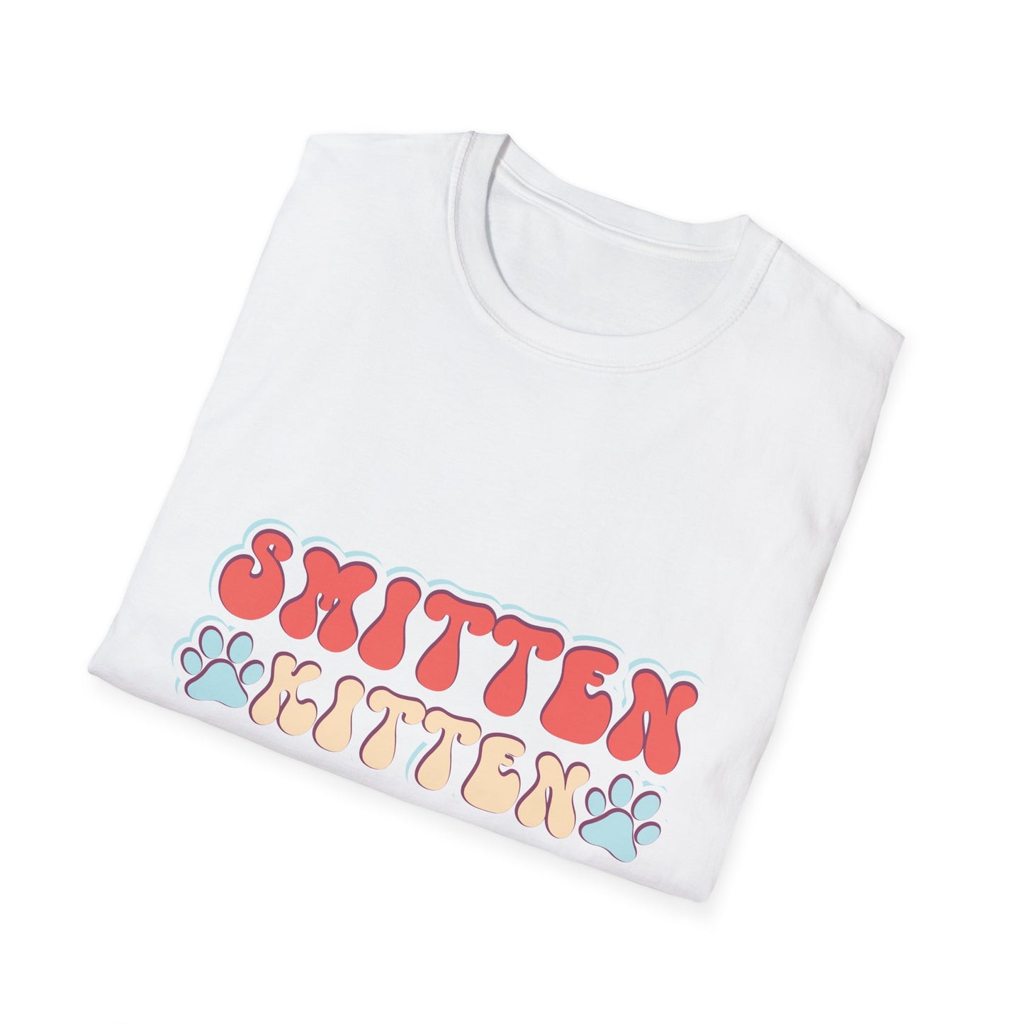 Adorable Smitten Kitten T-Shirt | Groovy Retro Paw Print Cat Lover Tee | Trendy Pet Mom Gift