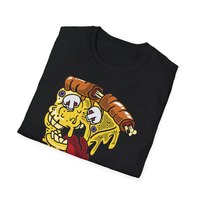 Dripping Zombie Pizza Slice T-Shirt - Ghoulish Horror Foodie Monster Tee for Halloween & Unique Style