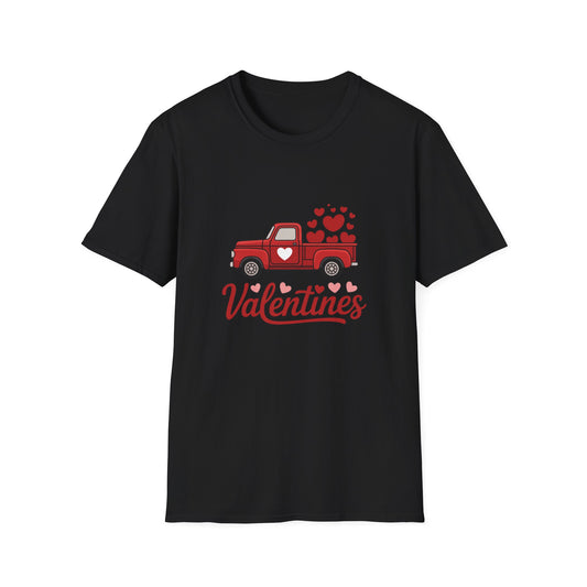 Charming Red Truck Valentine's Day T-Shirt - Sweet Hearts & Rustic Love | Perfect Gift Tee for Couples & Enthusiasts
