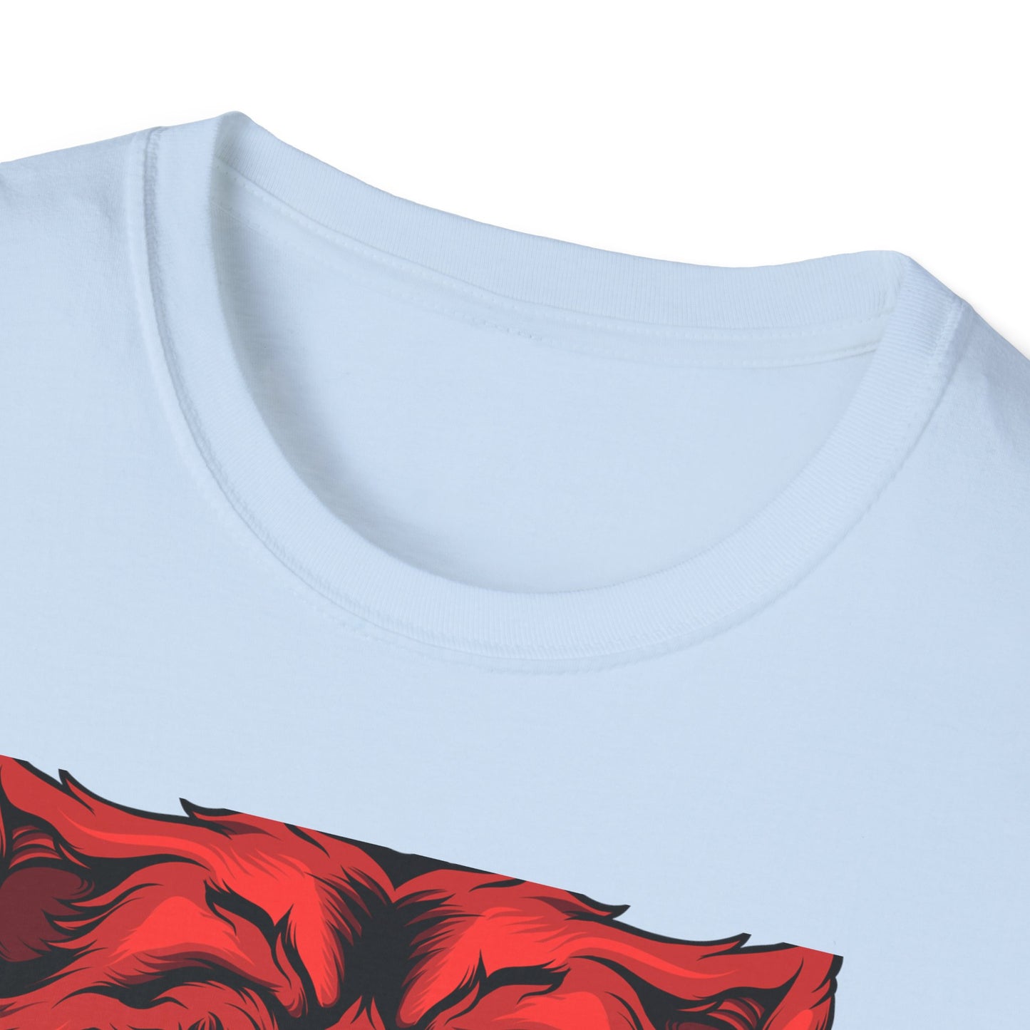 Fierce Red Snarling Beast T-Shirt: Unleash Your Inner Power - Aggressive Wolf Head Graphic Tee