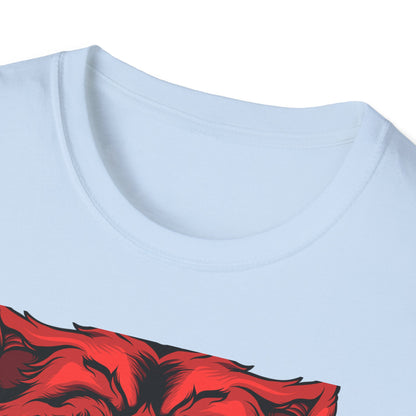 Fierce Red Snarling Beast T-Shirt: Unleash Your Inner Power - Aggressive Wolf Head Graphic Tee