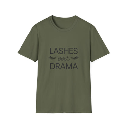 Fabulous "LASHES over DRAMA" T-shirt - Chic Eyelash Design Tee for Makeup Lovers & Beauty Queens - Empowering Gift