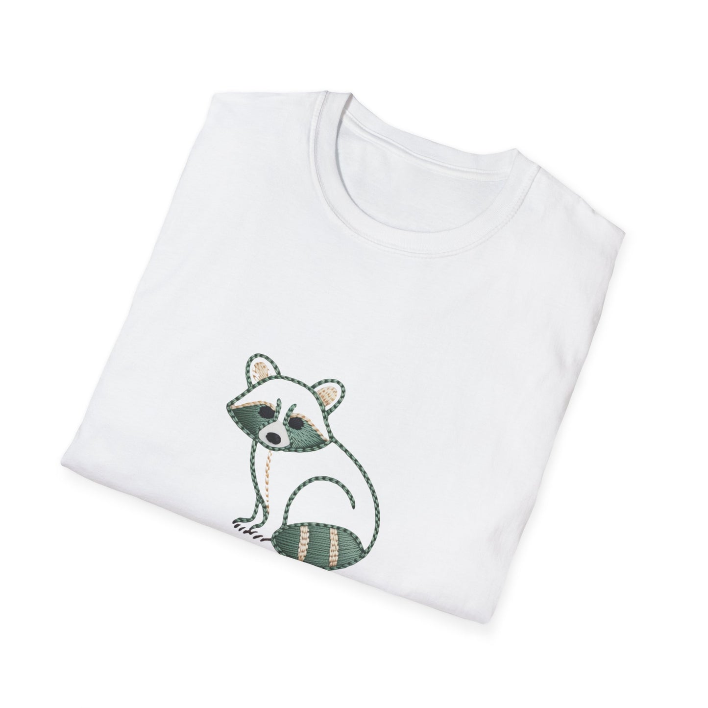 Hilarious 'Running on Snacks' Raccoon T-Shirt - Cozy Embroidered Style Animal Lover Tee, Perfect Gift!