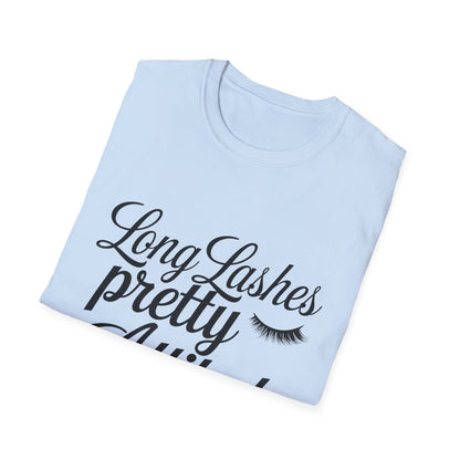 Long Lashes Pretty Attitude T-Shirt | Chic Makeup Lover Tee | Fierce & Fabulous Women's Beauty Statement Top