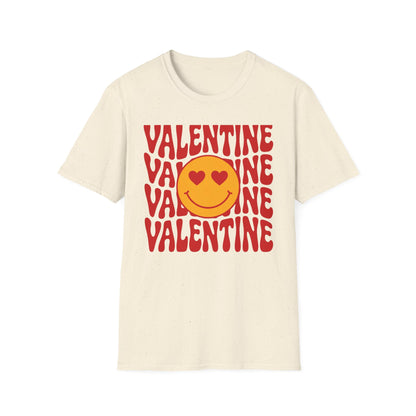 Groovy Valentine's Day Smiley Face T-Shirt | Heart Eyes Retro Love Tee | Cute & Trendy Gift for Her & Him | Unique V-Day Apparel