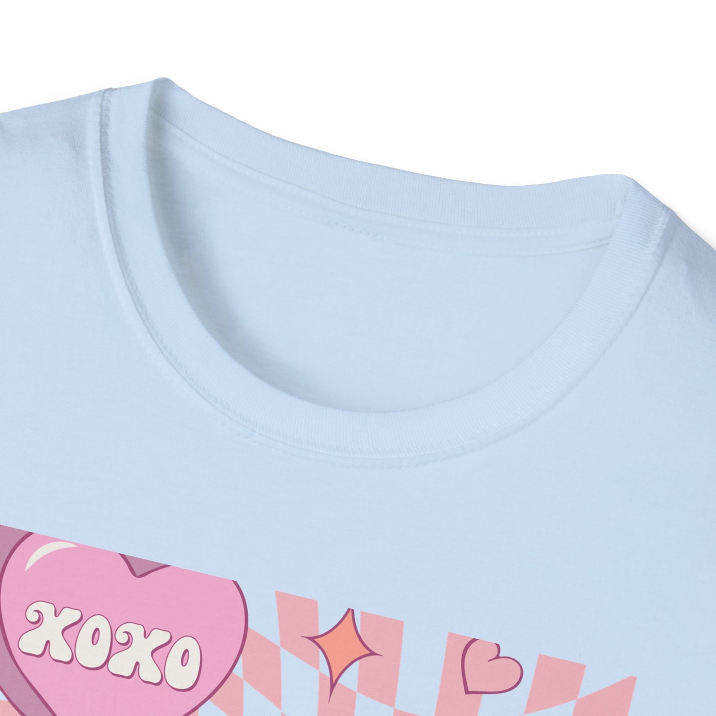 Groovy Conversation Hearts T-Shirt | Y2K Aesthetic Wavy Checkerboard Valentine's Day Tee | Adorable Retro Love Gift