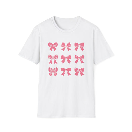 Adorable Pink Bows T-Shirt | Chic & Trendy Cute Girly Bow Pattern Tee for Women & Teens | Sweet Fashion Gift