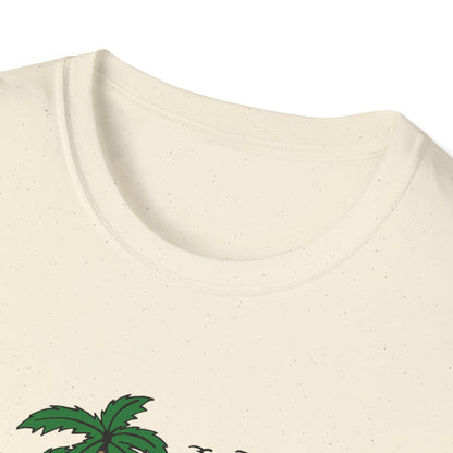 Skull Island Beach Club T-Shirt | Unique Tropical Retro Summer Vacation Tee | Edgy Palm Tree Sunset Graphic