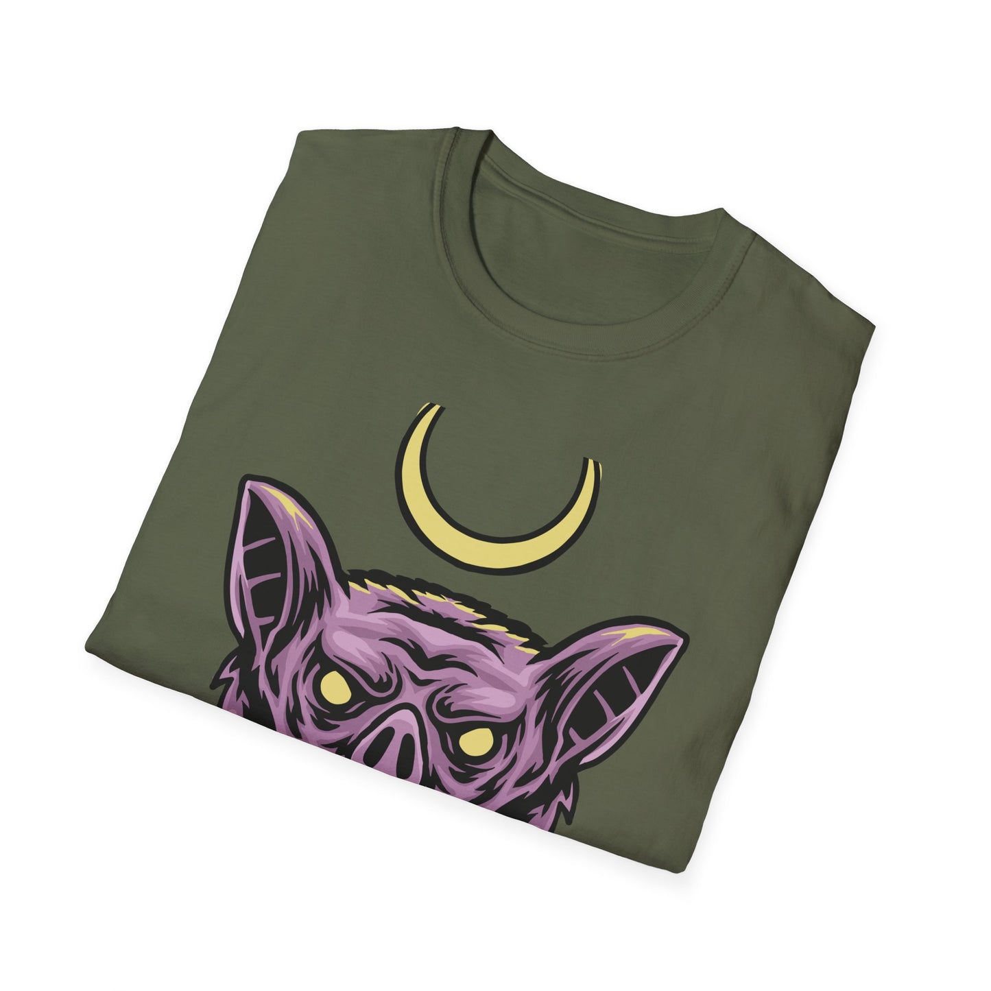 Mystical Crescent Moon Bat Creature T-Shirt - Gothic Vampire Beast Tee for Dark Fantasy & Horror Fans
