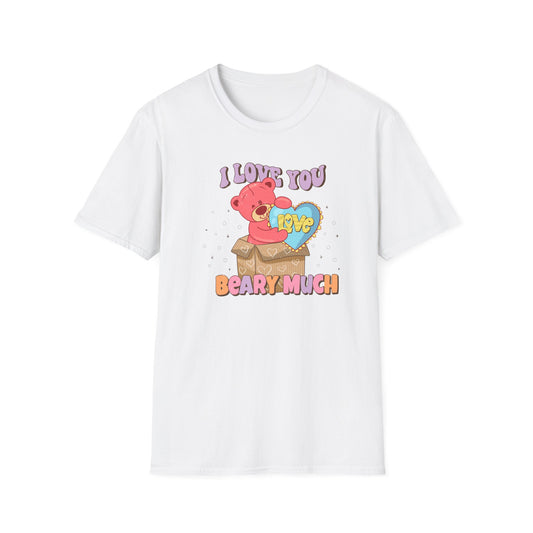 Expressive 'I Love You Beary Much' Teddy Bear T-Shirt - Adorable Love Heart Pun Tee - Sweet Valentine's Day & Anniversary Gift