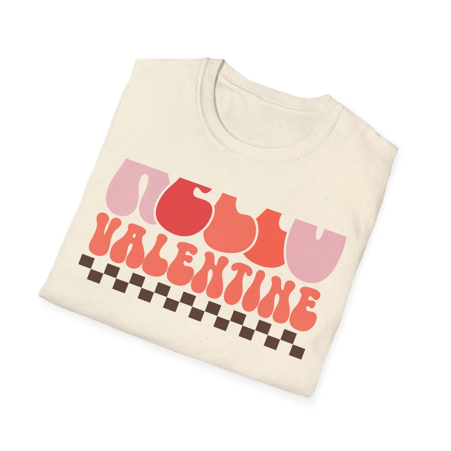 Groovy Hello Valentine T-Shirt - Retro 70s Style Tee with Checkerboard Print | Trendy Valentine's Day Gift for Her