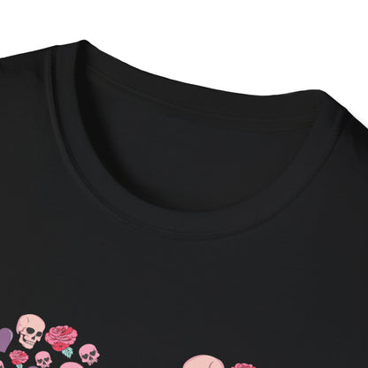 Captivating Goth Skulls & Roses Heart T-Shirt | Edgy 'Love You Till My Lungs Give Out' Tee | Unique Dark Romance Apparel Gift
