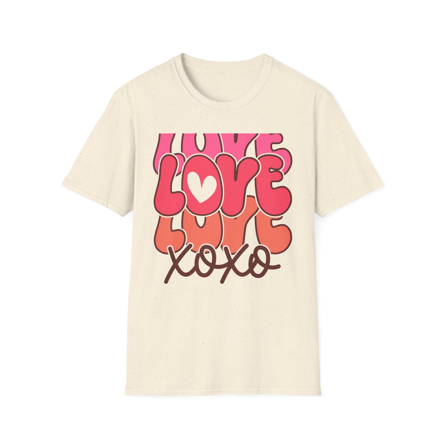 Vibrant Groovy LOVE XOXO T-Shirt | Retro Heart Bubble Letters Tee | Sweet Valentine's Day & Everyday Love Gift