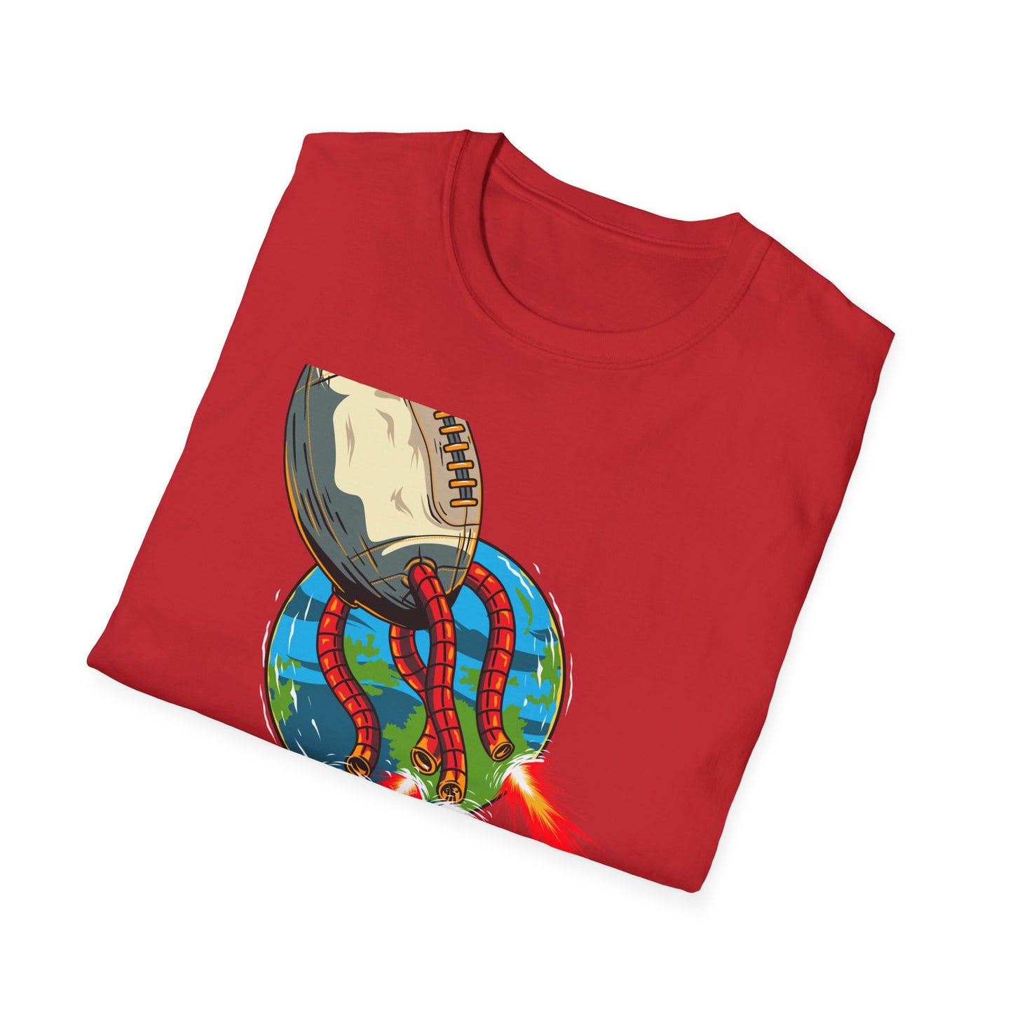 Epic Football Rocket Launch T-Shirt - Dynamic Sports & Sci-Fi Fan Apparel