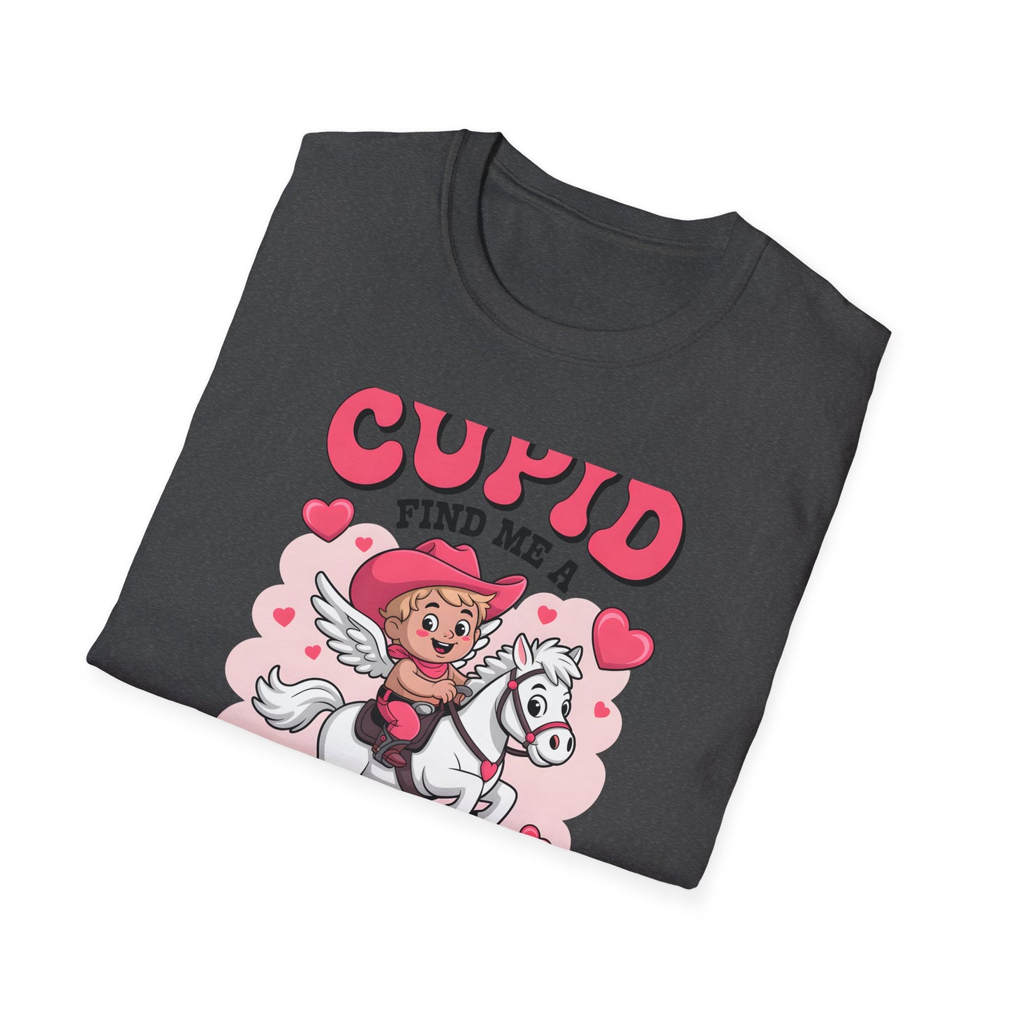 Adorable Cupid Find Me A Cowboy T-Shirt - Cute Valentine's Day Western Love Tee | Funny Rodeo Romance Shirt for Women