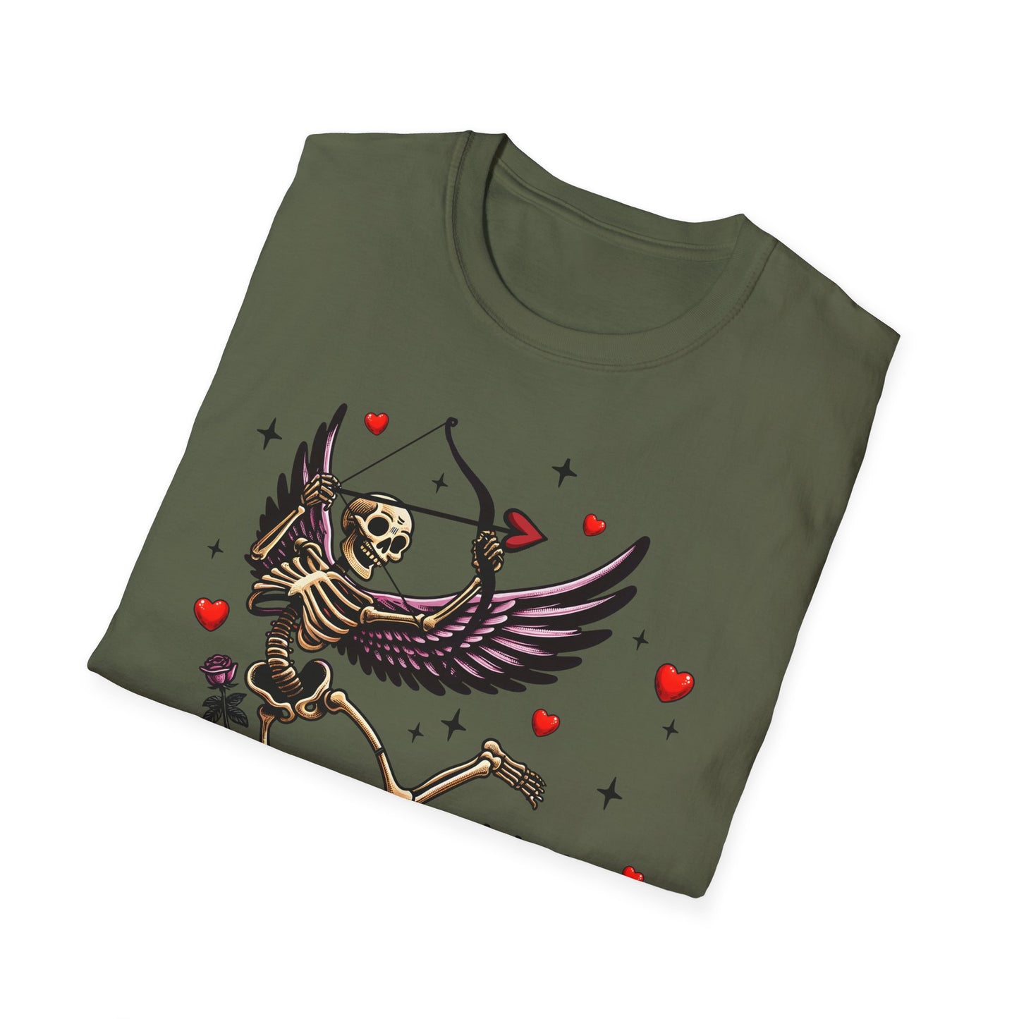 Dark Cupid Skeleton T-Shirt | Edgy Valentine's Day Love Tee | Unique Gothic Romance & Spooky Chic Gift