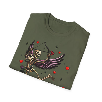 Dark Cupid Skeleton T-Shirt | Edgy Valentine's Day Love Tee | Unique Gothic Romance & Spooky Chic Gift