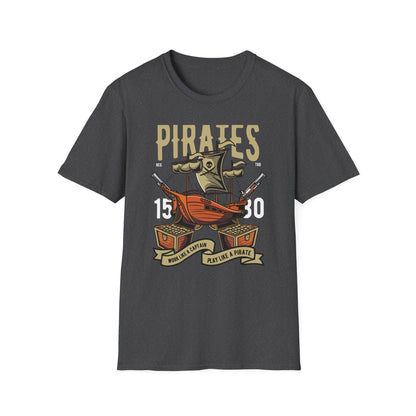 Bold Pirate Ship & Treasure T-Shirt | Work Like A Captain Play Like A Pirate Tee | Epic Adventure Lover Gift