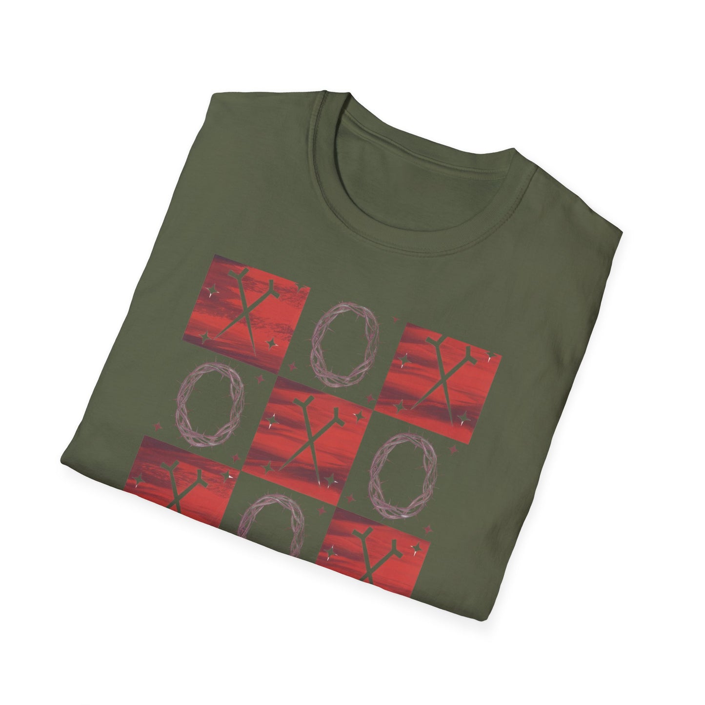 Meaningful Christian 'Original Love Letters' T-Shirt | Unique Cross & Crown of Thorns Design - Faith Tic-Tac-Toe Apparel