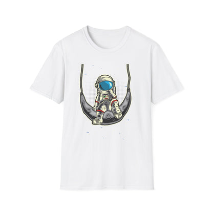 Cosmic Dreamer Astronaut Moon Swing T-Shirt | Unique Space Explorer Tee for Stargazers & Sci-Fi Fans