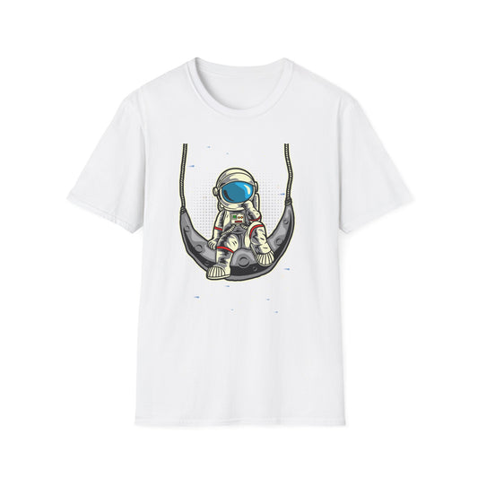 Cosmic Dreamer Astronaut Moon Swing T-Shirt | Unique Space Explorer Tee for Stargazers & Sci-Fi Fans
