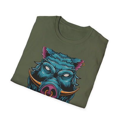 Fierce Wild Boar T-Shirt | Mystic Cyberpunk Hog Head Tee | Bold Streetwear Animal Art | Unique Tattoo Style Gift