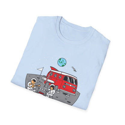 Epic Moon Camping T-Shirt: Astronauts, Space Van & Music Adventure Tee | Unique Cosmic Lover Gift