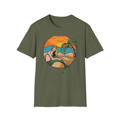 Stunning Mermaid Sunset Beach T-Shirt | Vibrant Tropical Vacation Tee for Women | Dreamy Summer Ocean Vibes