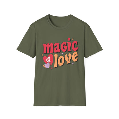 Enchanting 'Magic of Love' Groovy T-Shirt | Retro Valentine's Day Heart Tee | Whimsical, Cute & Romantic Gift