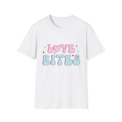 Trendy Love Bites T-Shirt | Groovy Retro Y2K Pink Blue Hearts & Stars Valentine's Day Tee | Adorable Aesthetic Top