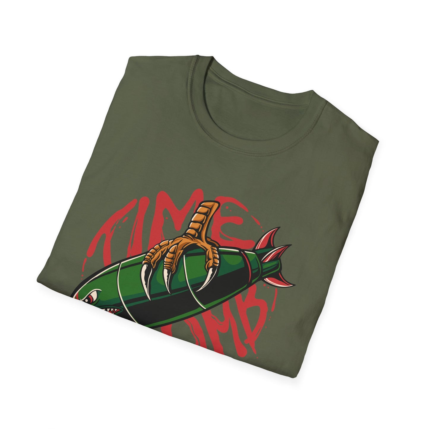 Bold Time Bomb Shark Missile T-Shirt | Edgy Tattoo Style Graphic Tee | Unleash Your Unique Statement